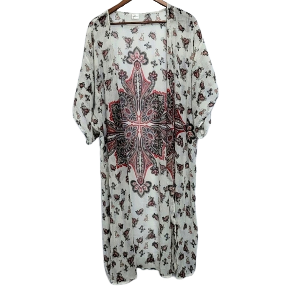 Dizzy Gal Paisley Print Sheer Long Shaw SI…